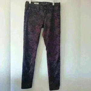 AG  Adriano Goldschmied the legging purple and black flowered pants size 26